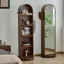 Luxury Vintage Oval Wooden Full Length Floor Standing Mirror for Home Decor