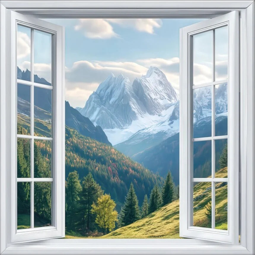 Modern 3D Open Window Landscape Canvas Painting Poster for Home Decor