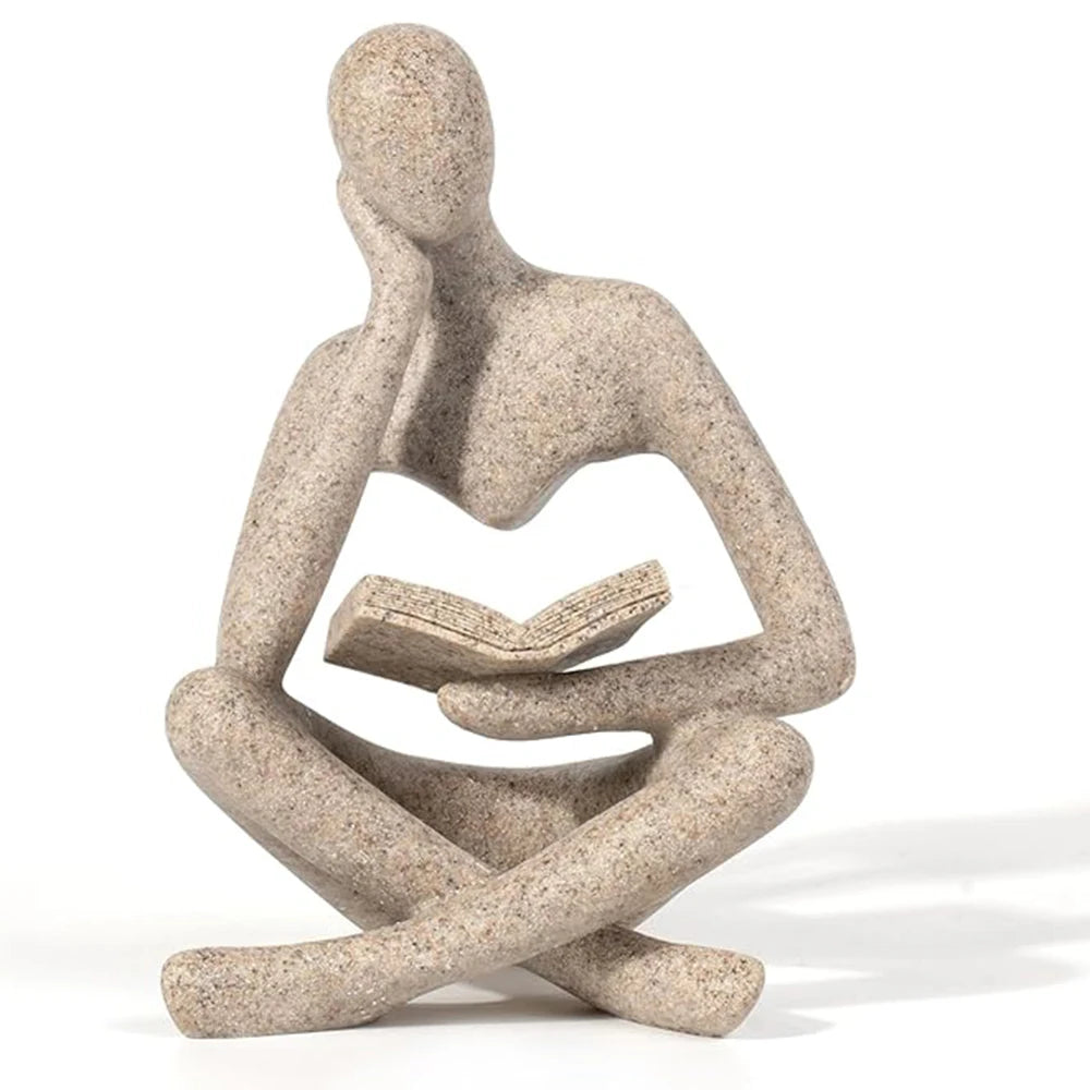 Modern Resin Abstract Thinker Sculpture Figurine for Bookshelf Decor