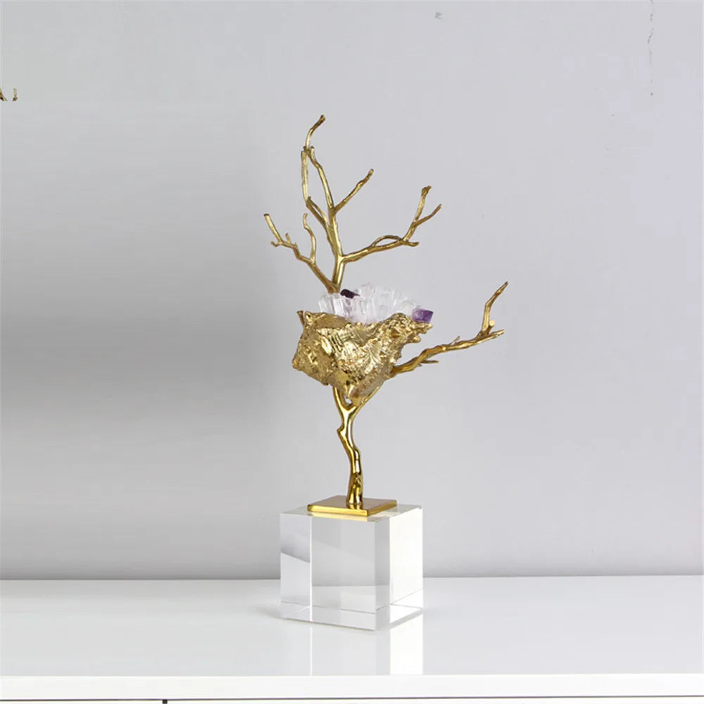 Modern Luxury Crystal Conch Desktop Ornament for Living Room Decor