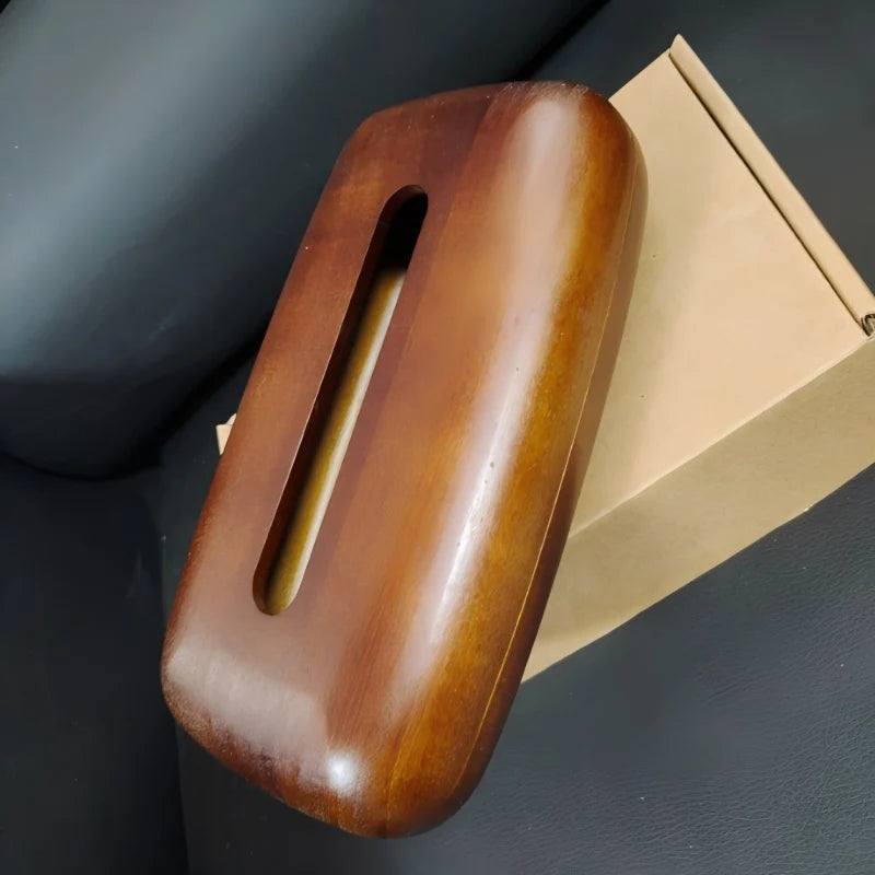 Modern Walnut Wood Tissue Box Cover Tabletop Ornament for Home Decor