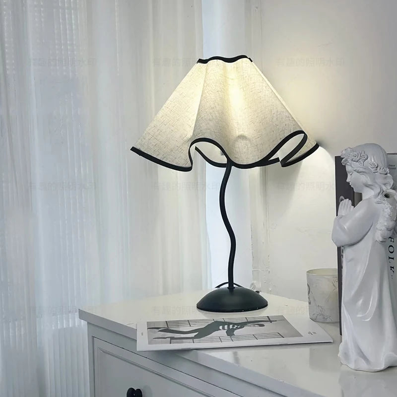 Nordic Petal LED Table Lamp Fabric 12W Tricolour Light Living Room Home Bedroom