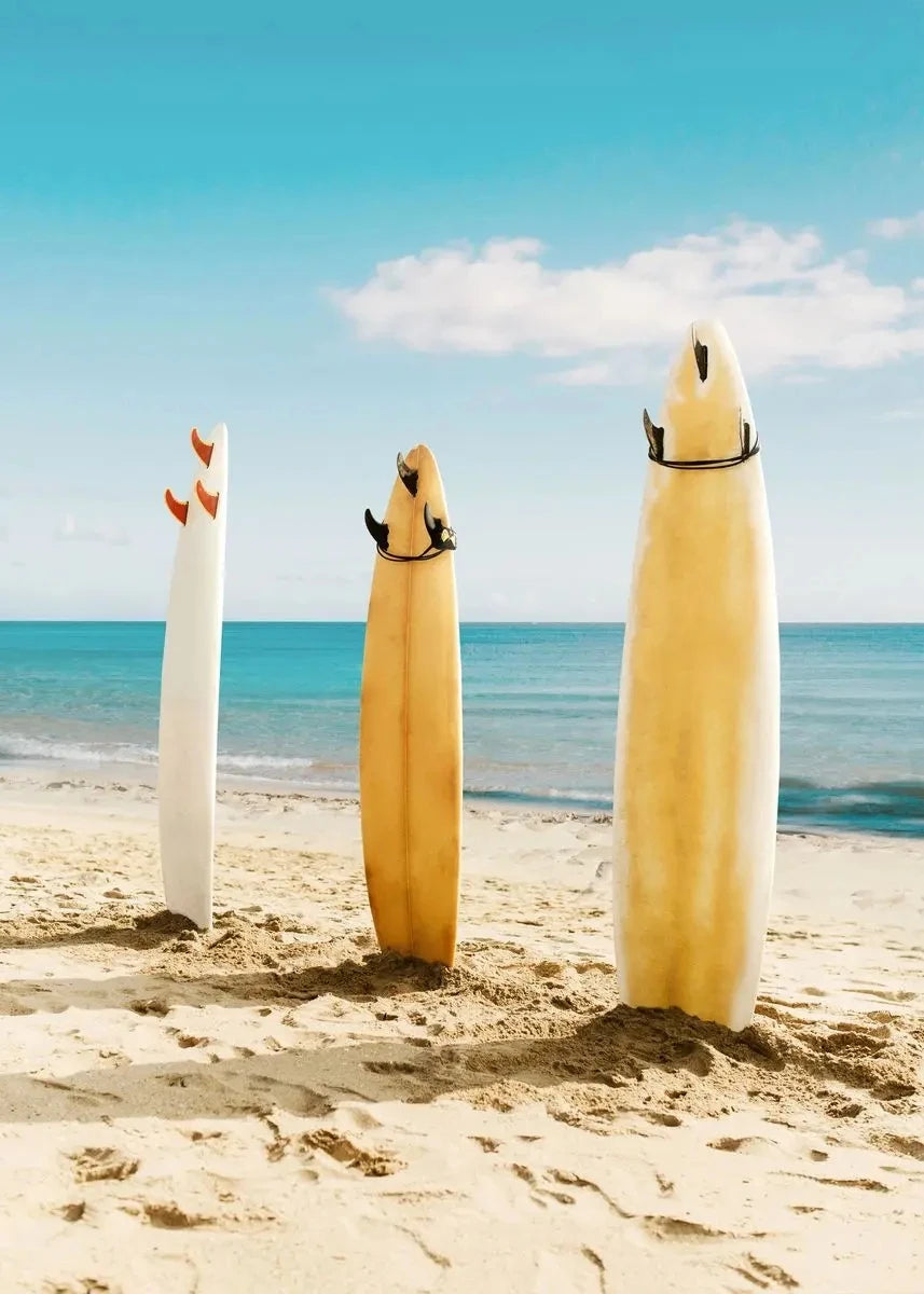 Nordic Summer Beach Surfing Canvas Painting Poster for Home Decor