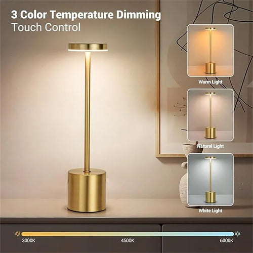 LED Metal Desk Lamp USB Rechargeable Touch Sensor Table Lamp