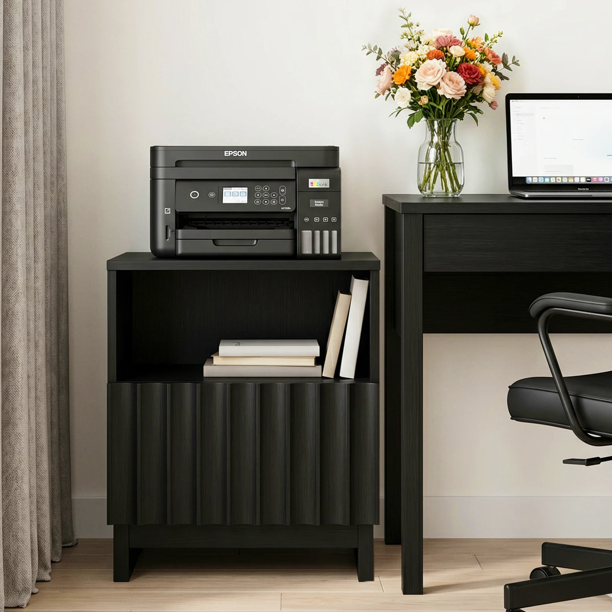 45cm Modern Bedside Table Wooden Nightstand with Storage Cabinet