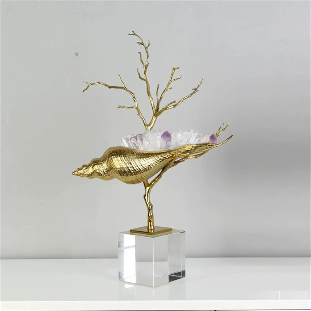 Modern Luxury Crystal Conch Tabletop Ornament for Home Decor