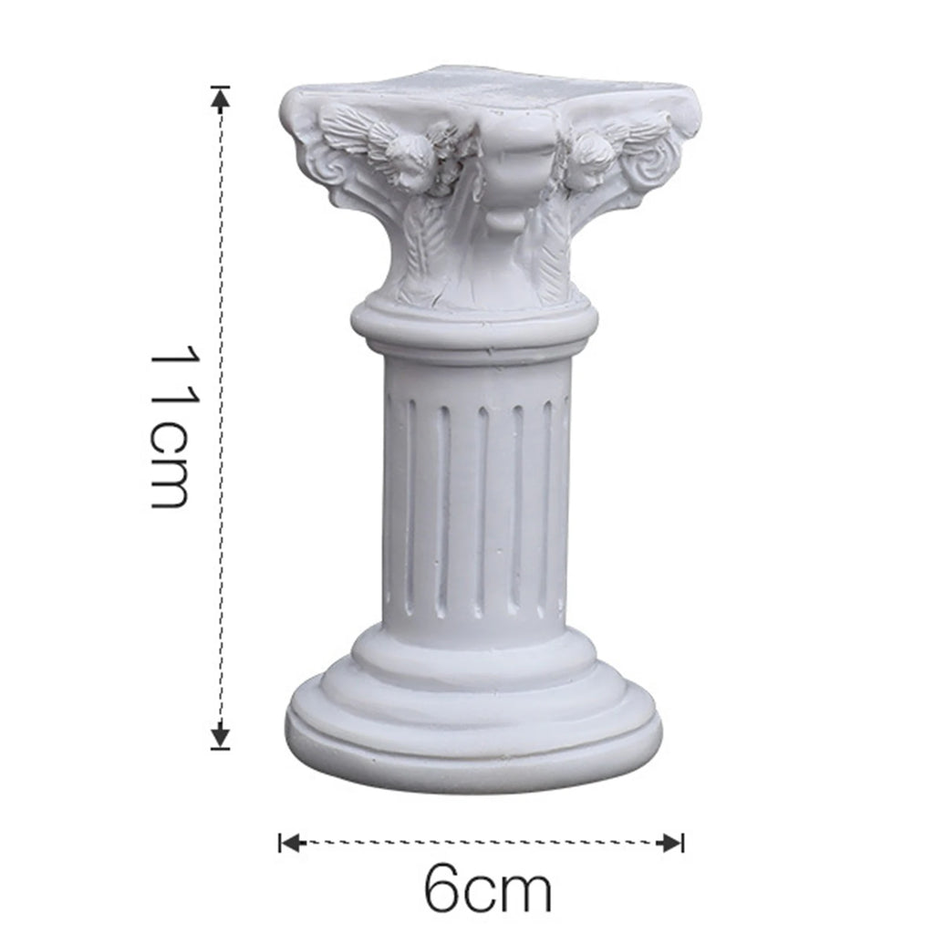 Classic White Roman Pillar Resin Statue Tabletop Ornament for Home Decor