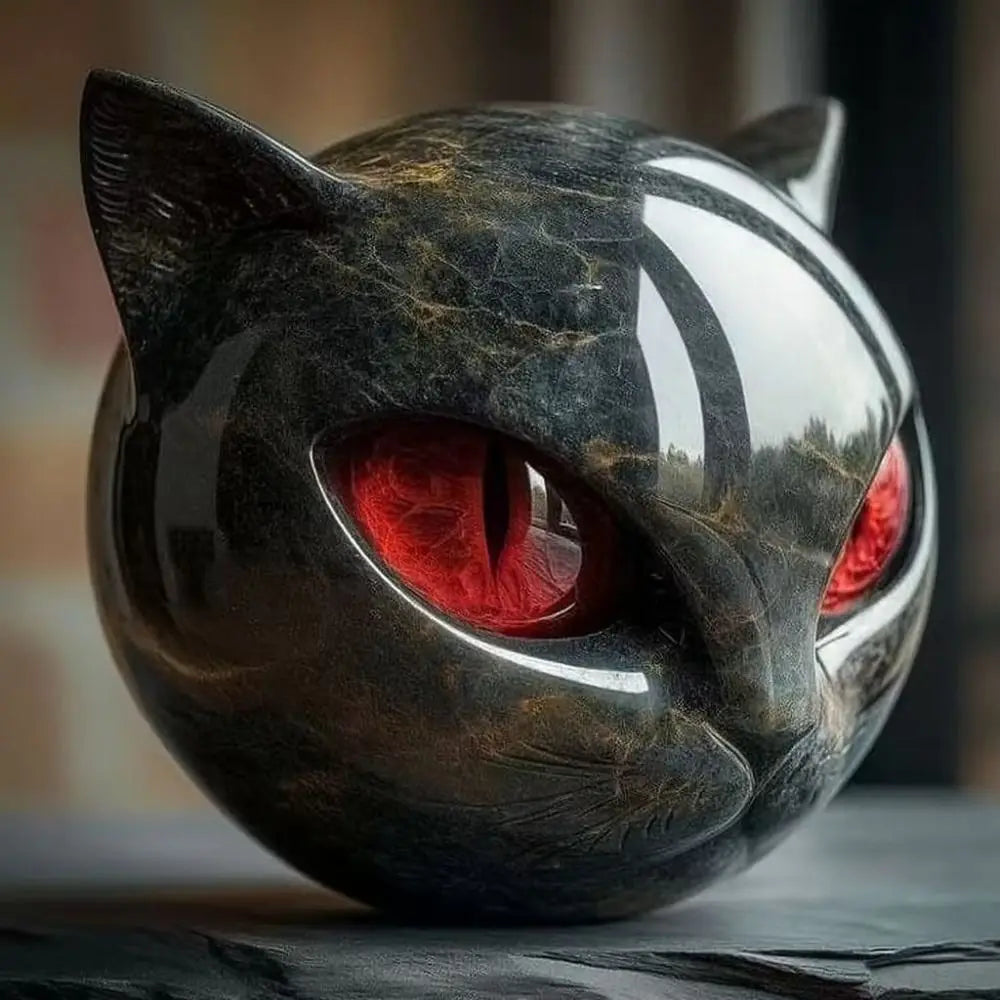 Modern Hand-Carved Resin Black Cat Sculpture Tabletop Figurine for Home Decor