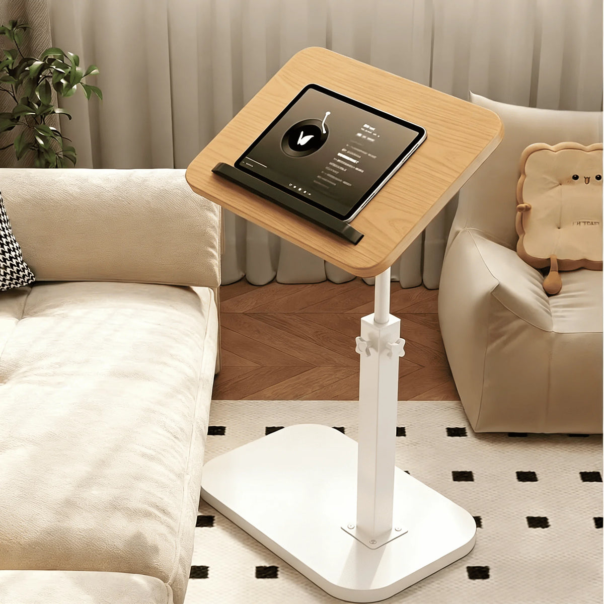Portable L-Shape Folding Computer Desk with Metal Frame Side Table Workstation