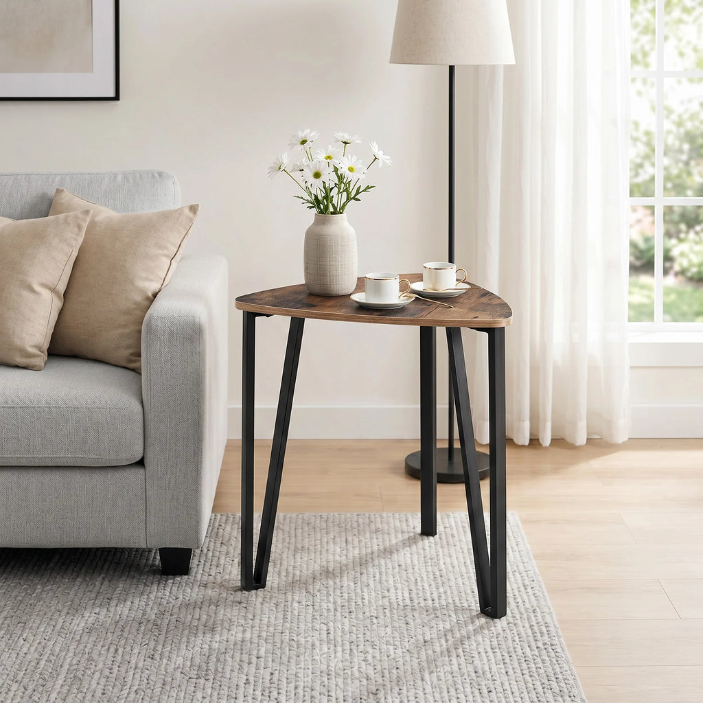 Set of 3 Industrial Triangle Nesting Coffee Tables with Metal Frame