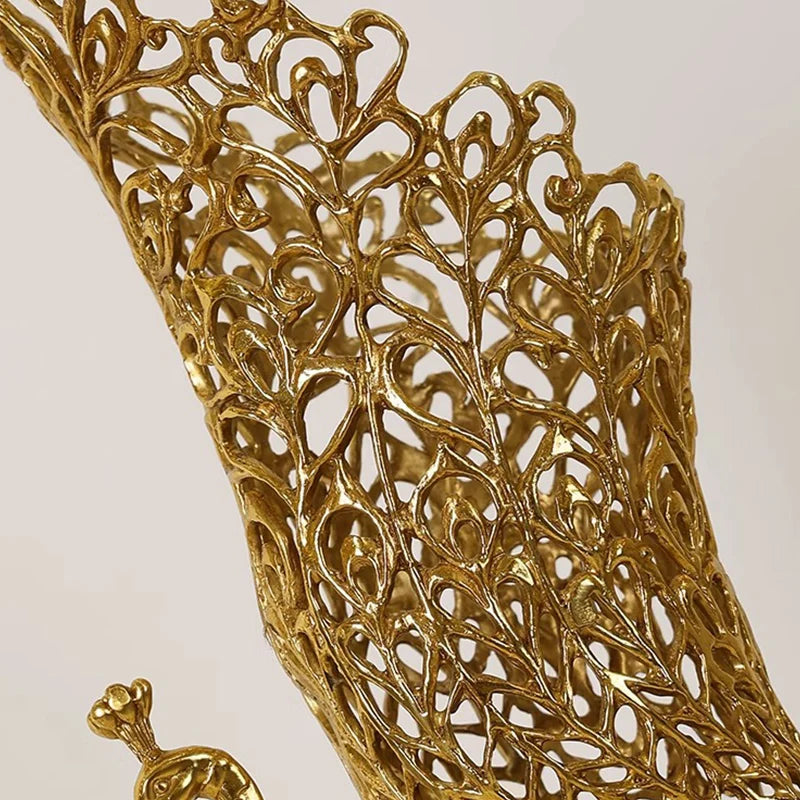 French Vintage Brass Peacock Flower Vase for Tabletop Decor