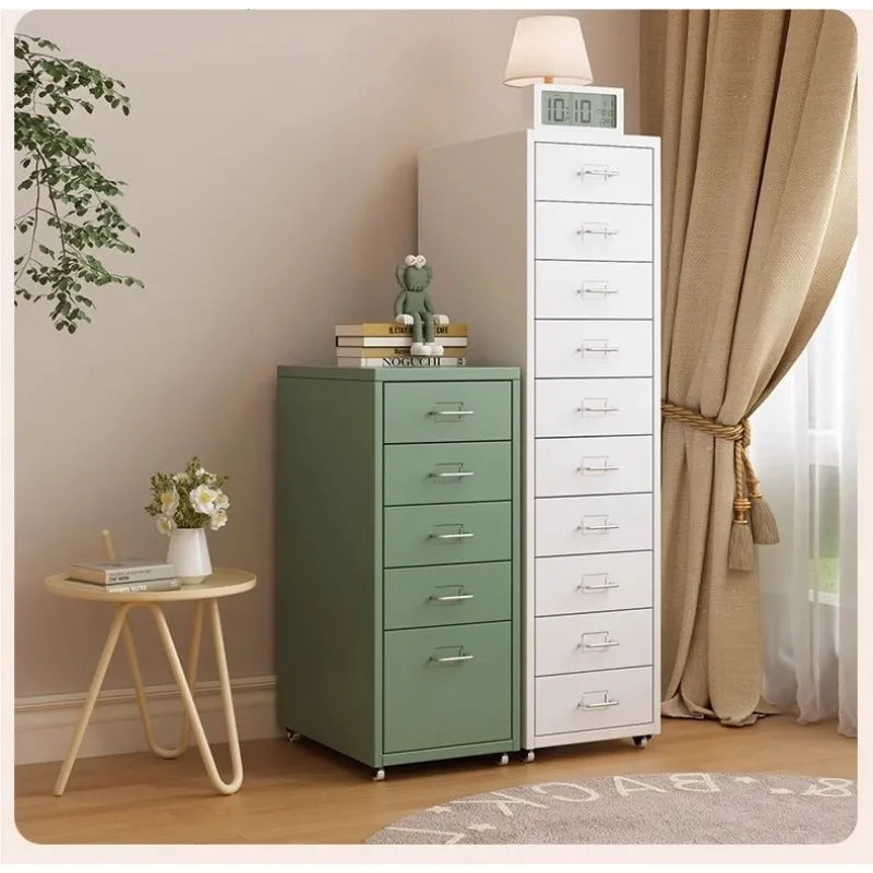 Narrow Metal Drawer Storage Cabinet Bedside Table with Silent Slides