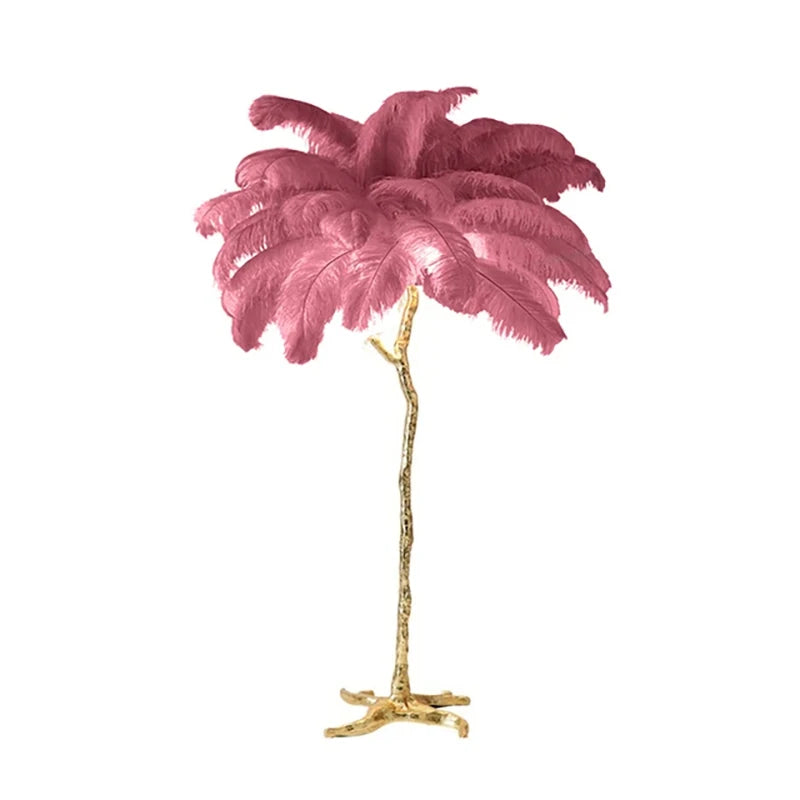 Modern Ostrich Feather LED Floor Lamp Resin Base Living Room Bedroom
