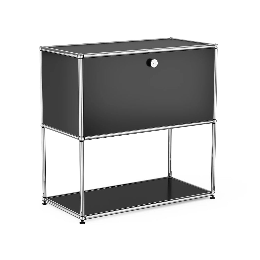 Modern 74 cm Modular Nightstand Chrome Metal Frame 2-Tier Side End Table