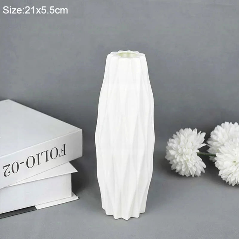 Modern Plastic Flower Vase Pot Tabletop Ornament for Home Decor