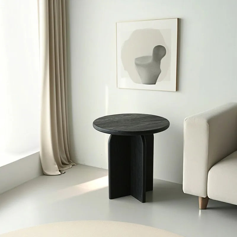 Mid-Century Solid Wood Black End Table Vintage Side Table Living Room Console Table Home Accent Coffee Tables Rustic Nightstand