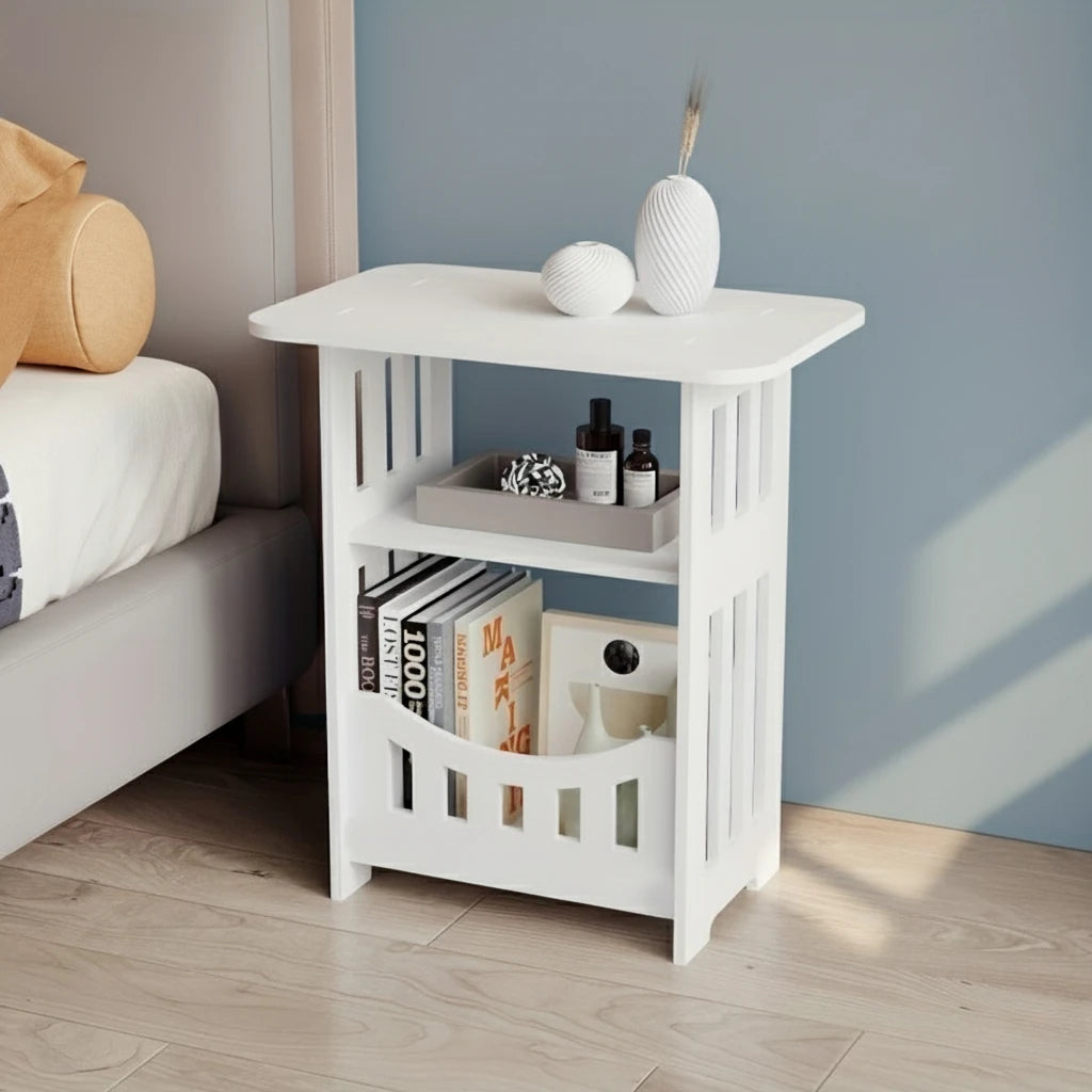Modern Nordic Rectangle Storage Coffee Table Nightstand for Living Room Bedroom