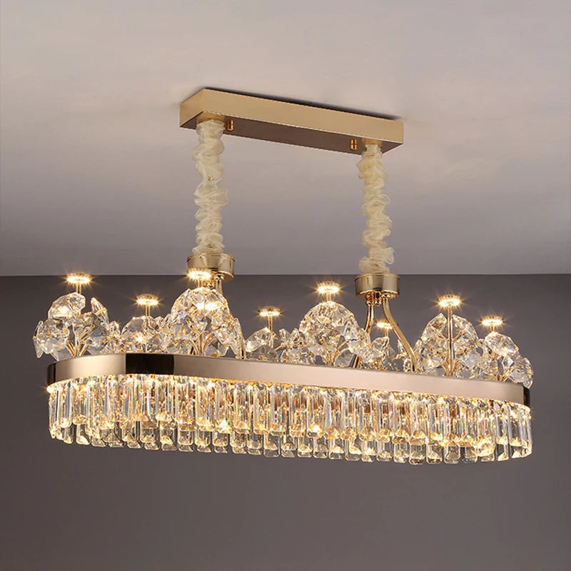 Postmodern Double-Layer Crystal LED Pendant Light for Living Room Villa