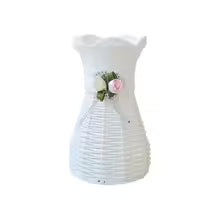 Modern Plastic Artificial Rattan Vase Basket for Desk Decor