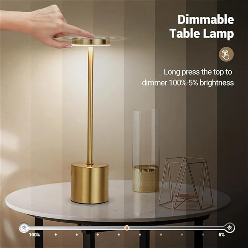 LED Metal Desk Lamp USB Rechargeable Touch Sensor Table Lamp