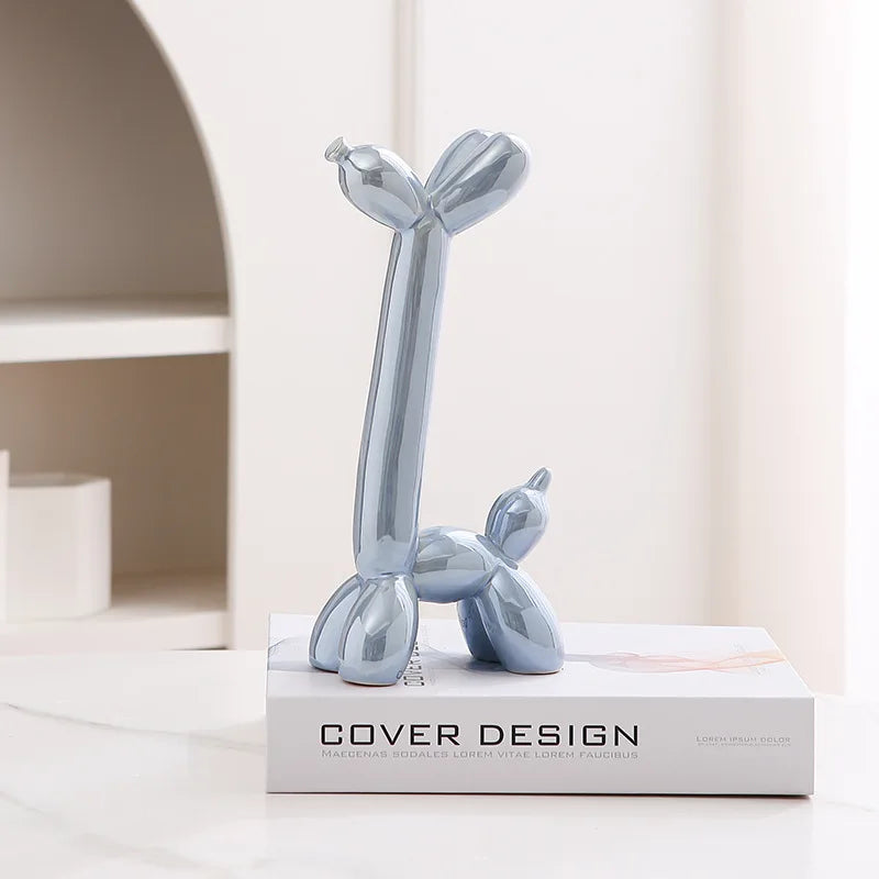 Modern Luxury Ceramic Balloon Dog Sculpture Tabletop Ornament for Home Decor