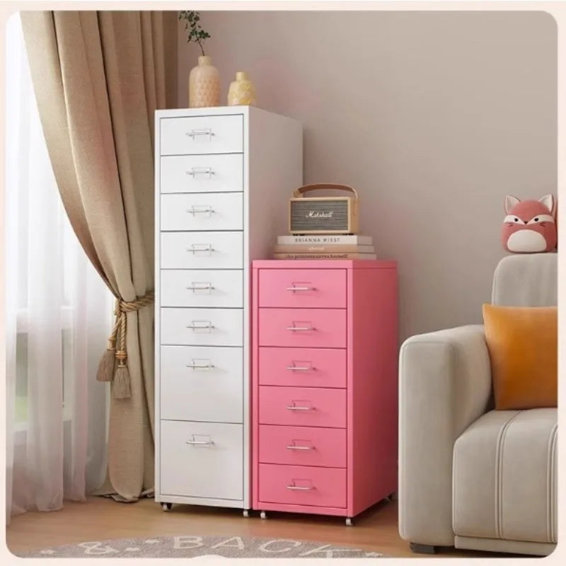 Narrow Metal Drawer Storage Cabinet Bedside Table with Silent Slides