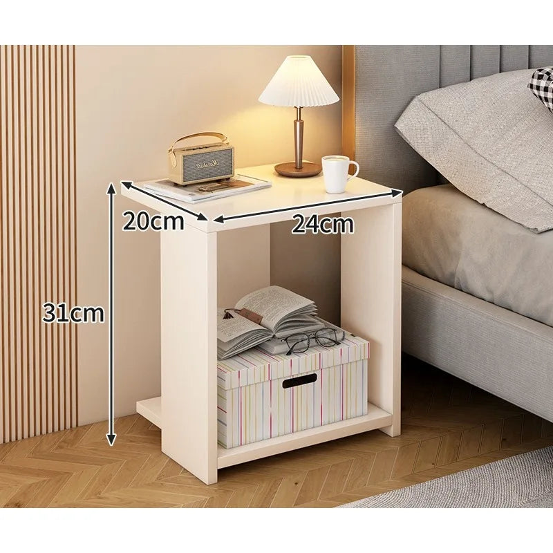 Modern Wooden Bedside Table with Storage Drawers