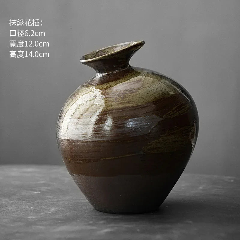 Japanese Style Terracotta Flower Vase Tabletop Ornament for Home Decor