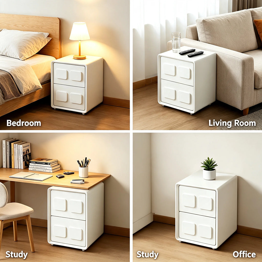 Modern 2-Drawer Nightstand Minimalist Bedside End Table White