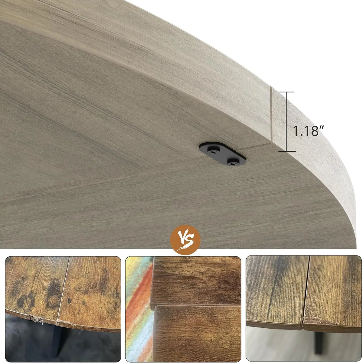 120cm Round Dining Table for 4-6 People Wood Kitchen Table Metal Pedestal Base Grey