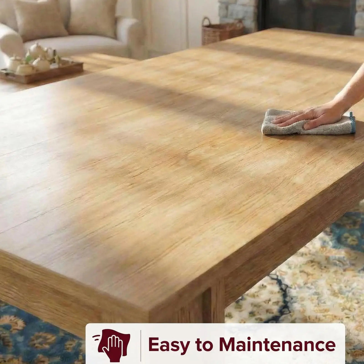 180cm Farmhouse Dining Table for 6-8 People Thick Top Wide H-Legs