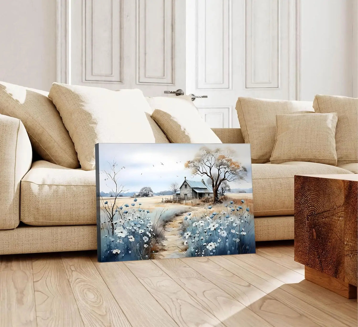 Rustic Farmhouse Landscape Canvas Painting Poster for Home Decor