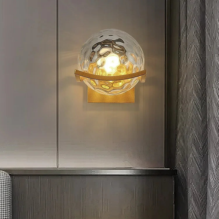 Modern Glass Ball LED Moon Wall Lamp Gold Decoration Light for Bedroom Bedside Hotel Porch