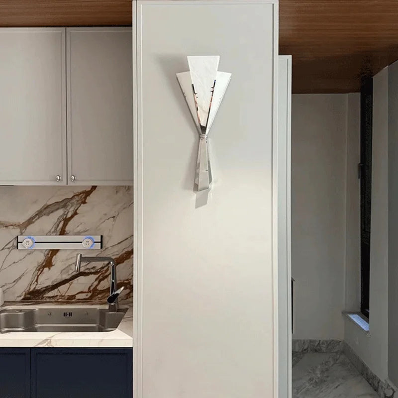 Modern Luxury Marble Flower Shape Stainless Steel LED Wall Lamp