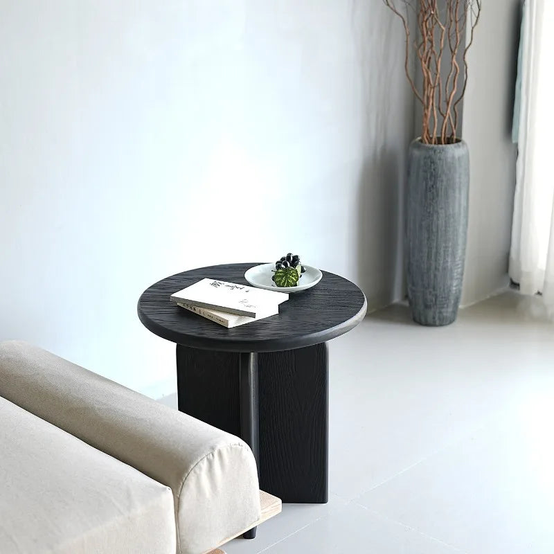 Mid-Century Solid Wood Black End Table Vintage Side Table Living Room Console Table Home Accent Coffee Tables Rustic Nightstand