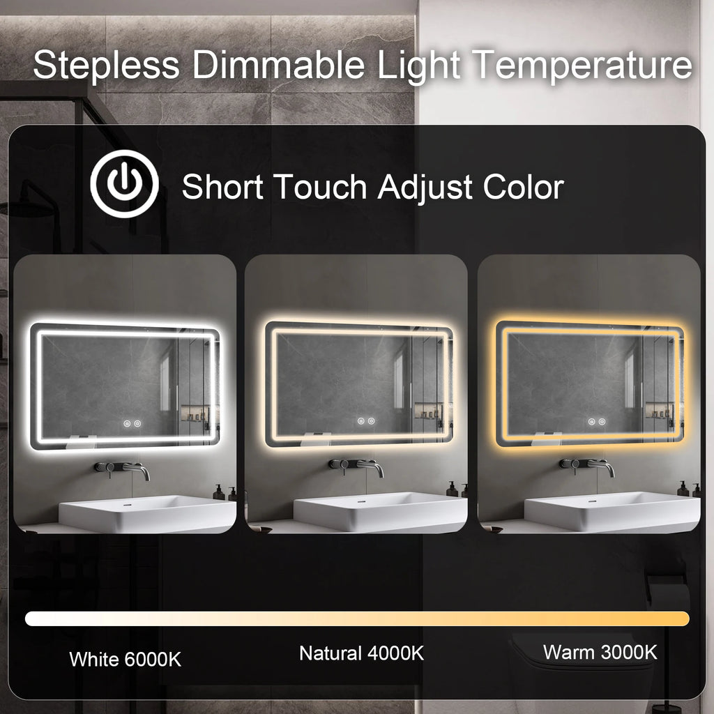 Modern LED Fogless Wall Mounted Bathroom Vanity Mirror