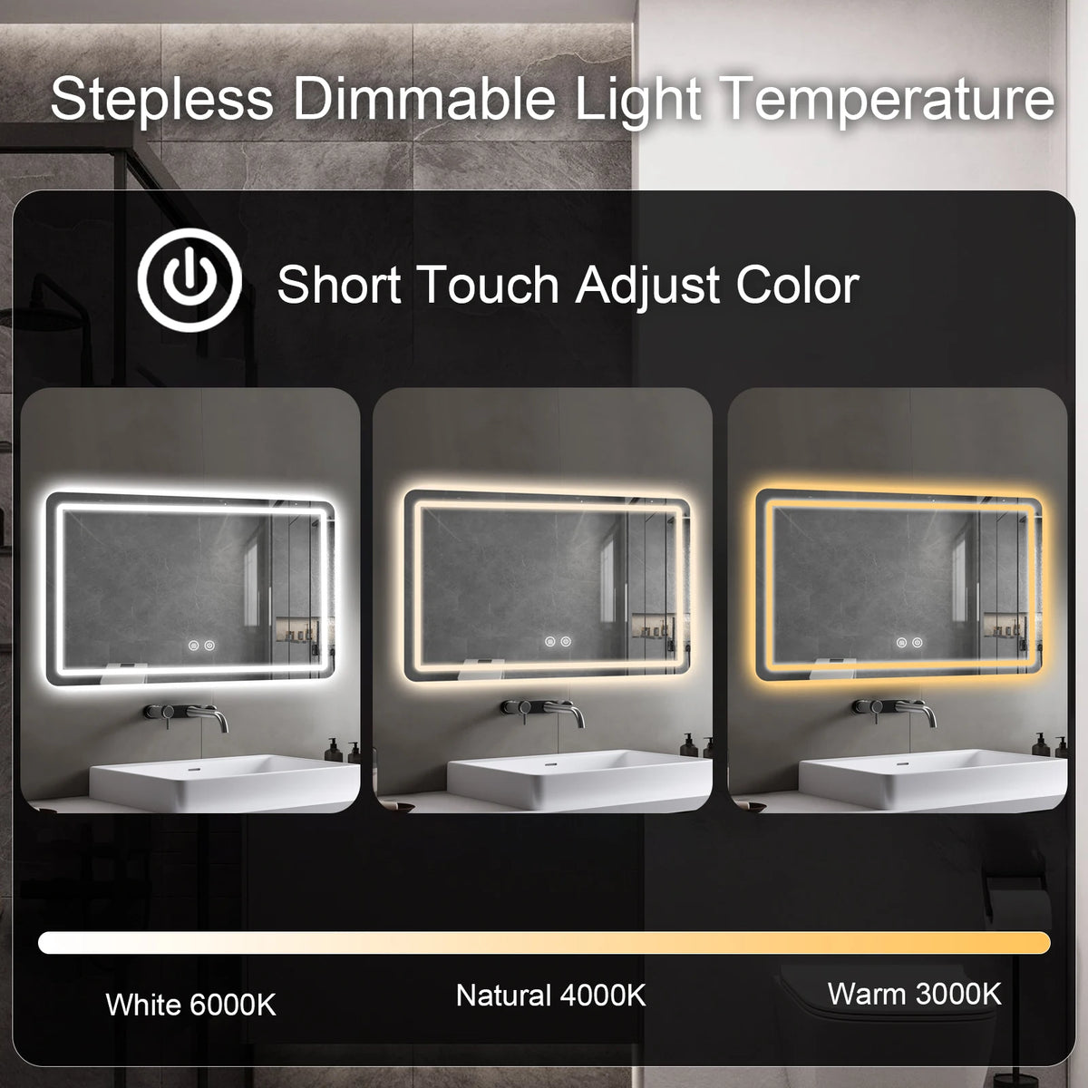 Modern LED Fogless Wall Mounted Bathroom Vanity Mirror