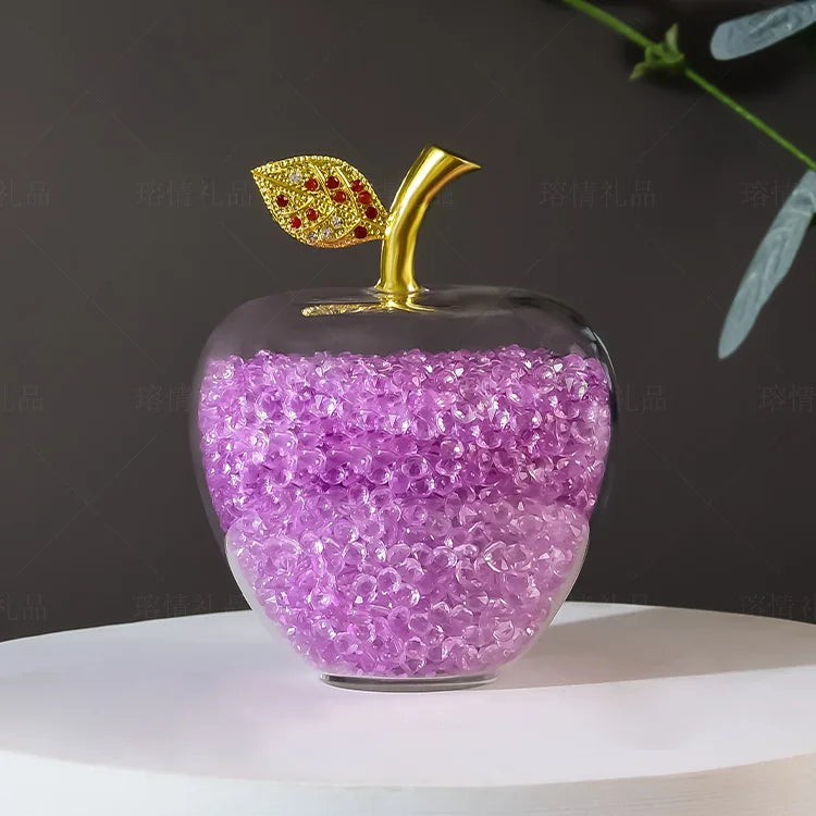 Modern Crystal Apple Sculpture Tabletop Figurine for Home Decor
