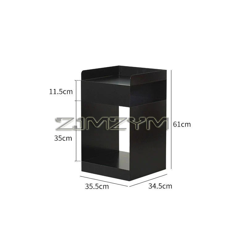 Square Metal Sofa End Cabinet Coffee Table Nightstand Storage Cart