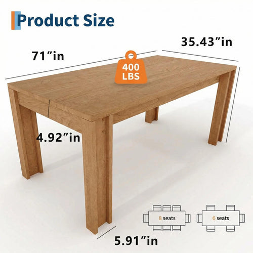 180cm Farmhouse Dining Table for 6-8 People Thick Top Wide H-Legs