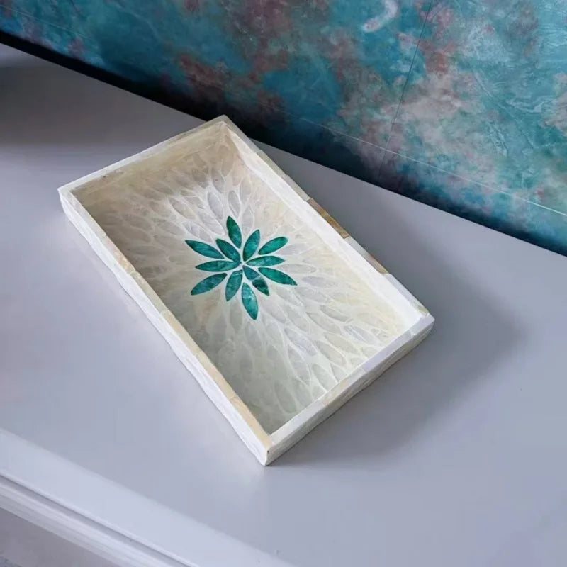 Nordic Colorful Shell Wooden Fruit Plate Jewelry Tray Home Decor