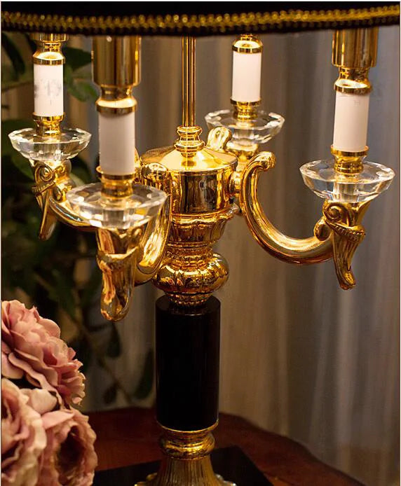 Luxury Crystal Table Lamp Modern Fabric Shade HF-WT889