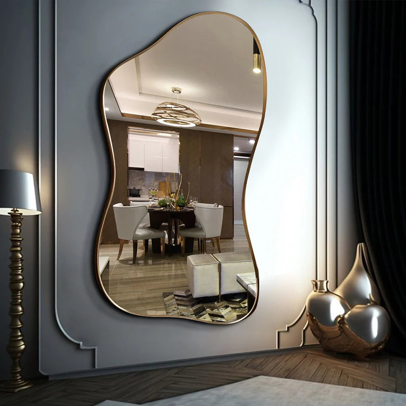 Modern Luxury Irregular Full Body Standing Floor Mirror for Living Room