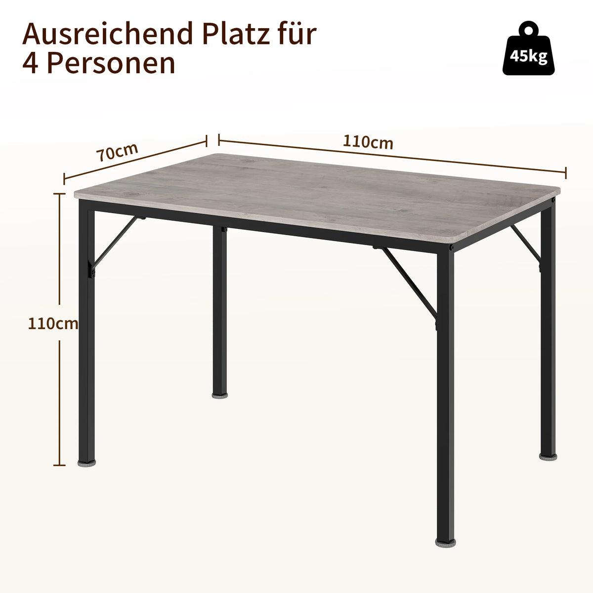 110cm Industrial Dining Table for 4 Modern Kitchen Desk