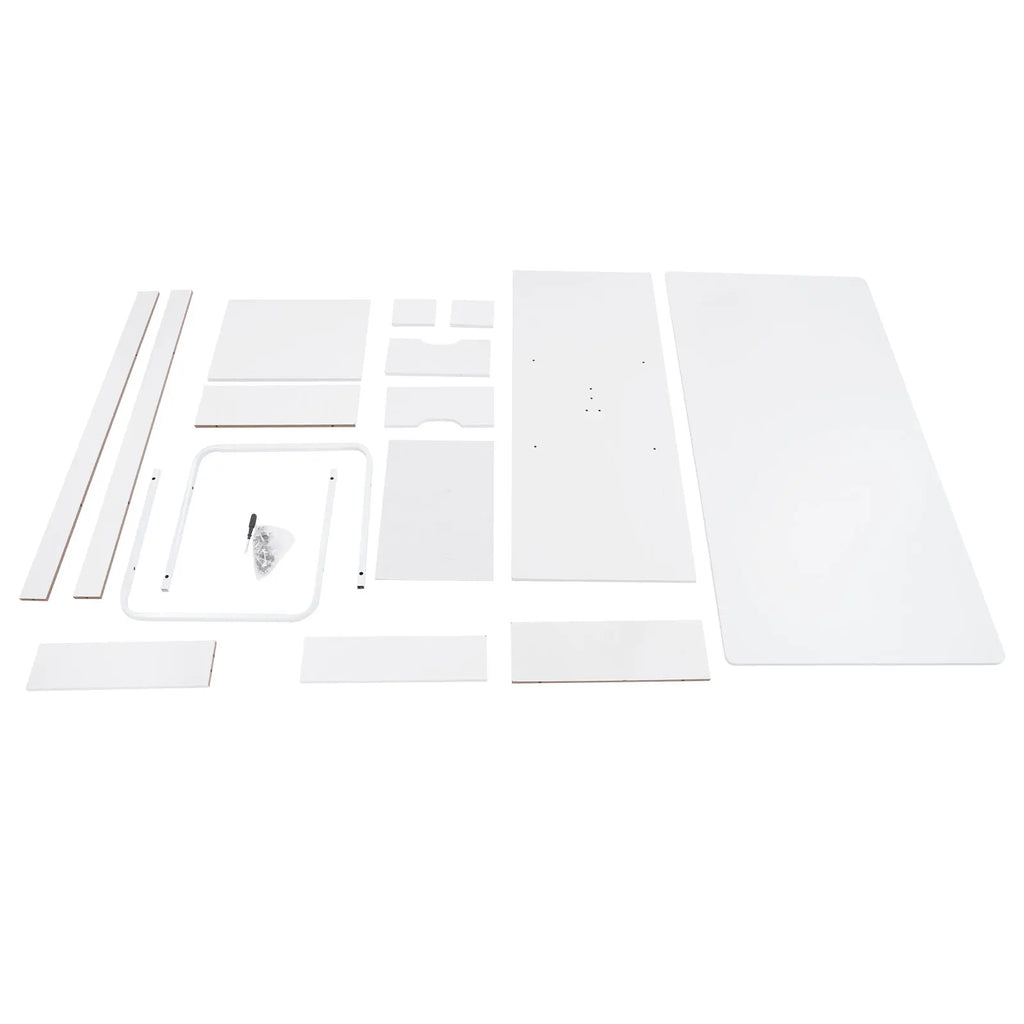 White 2-Tier Rectangular Coffee Table with Drawer
