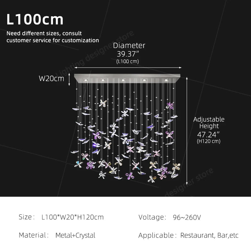 Crystal Butterfly LED Chandelier Dining Room Kitchen Island