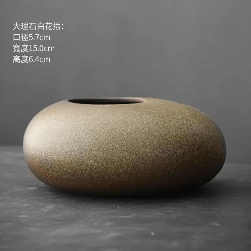 Japanese Style Terracotta Flower Vase Tabletop Ornament for Home Decor