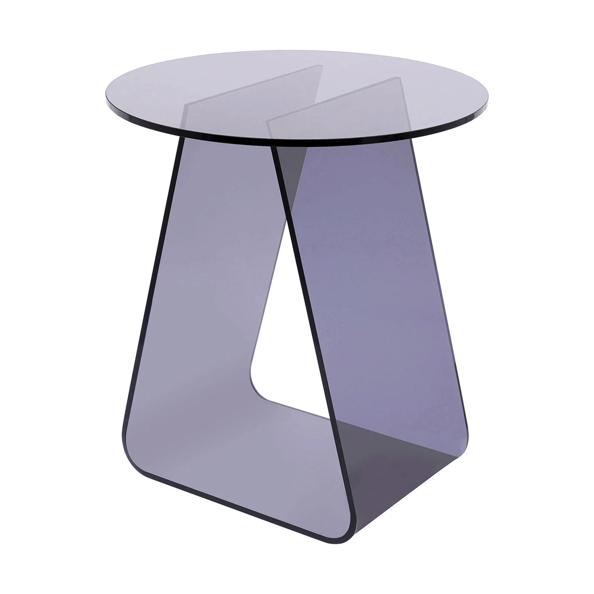 Black Acrylic Round Side Table with Triangular Support Frame for Living Room