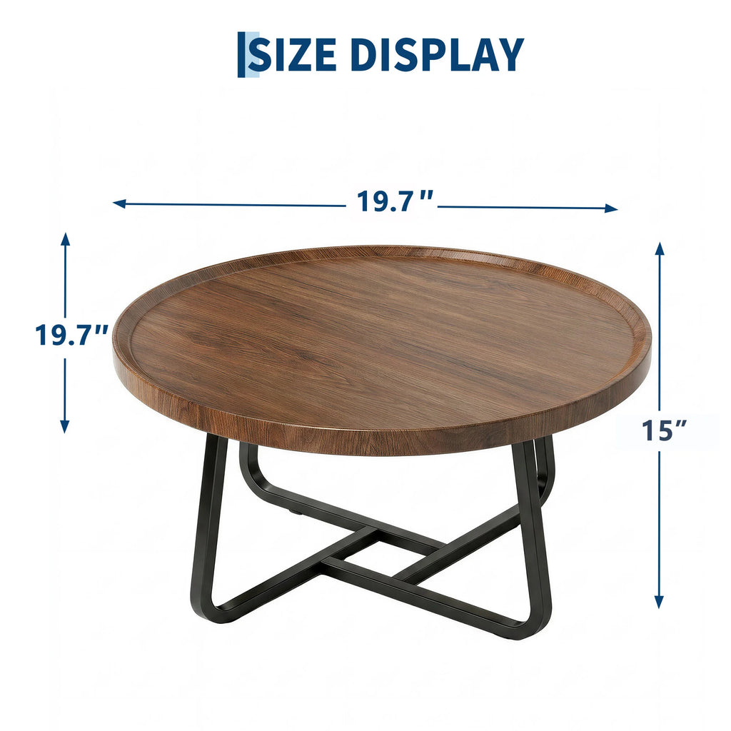 50 cm Minimalist Round Side Table Small Coffee Tea End Table with Metal Frame for Living Room Bedroom Decor
