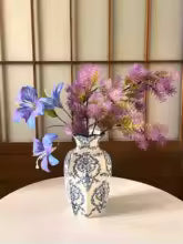 Vintage Chinese Porcelain Flower Vase Tabletop Ornament for Home Decor